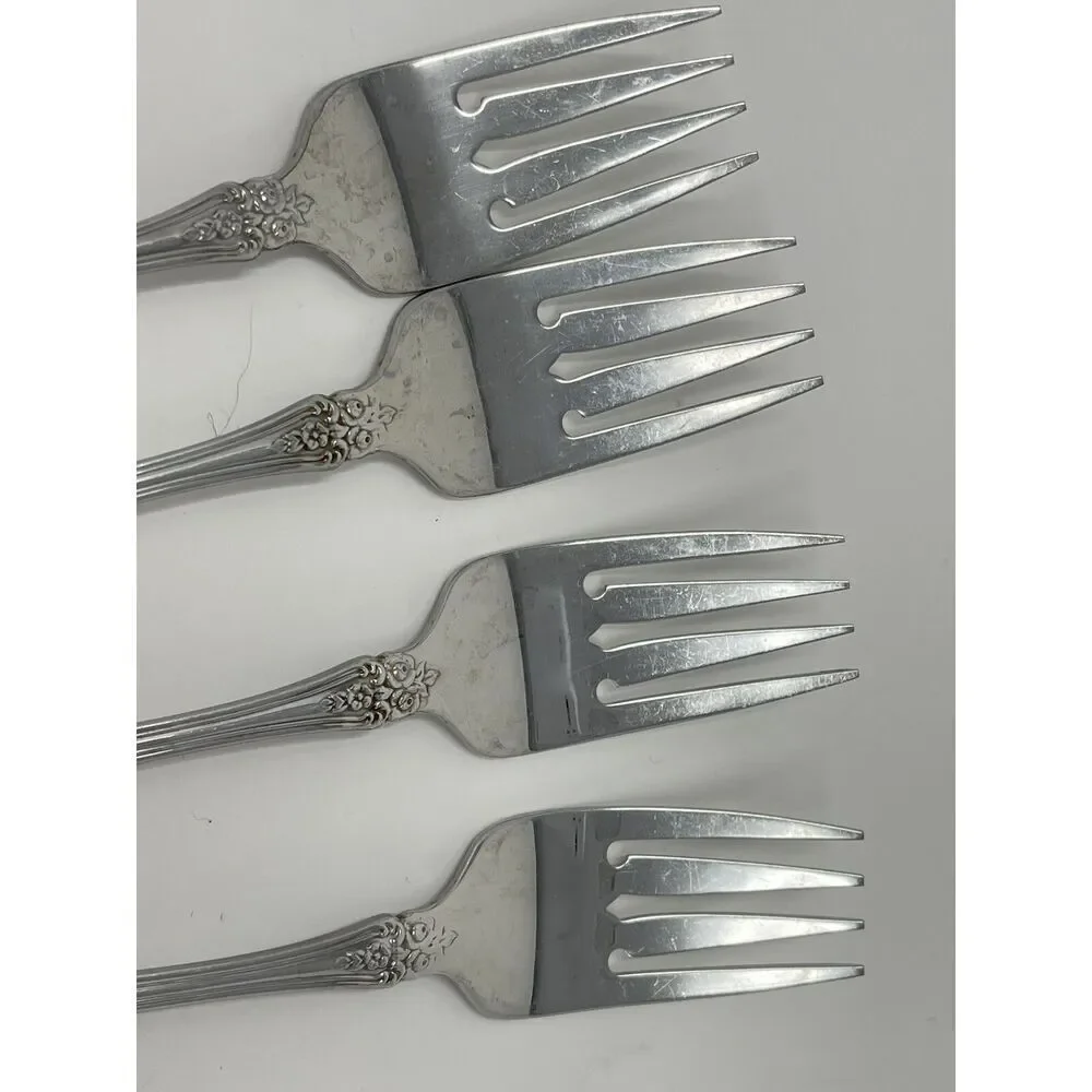 Oneida Renoir-Pembrooke Stainless Floral Pierced Salad Forks 6.75